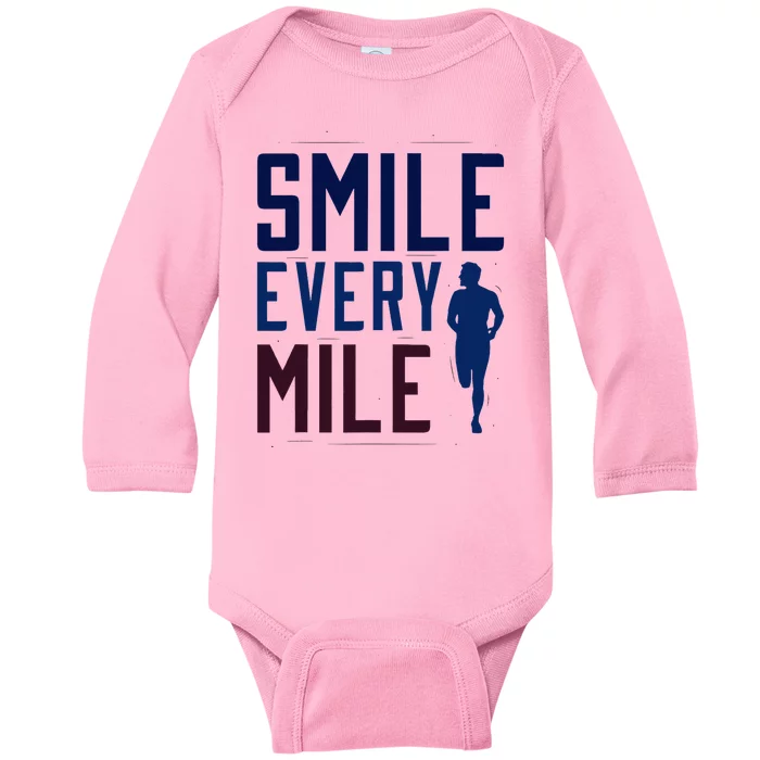 Smile Every Mile Jogging And Running Inspiration Baby Long Sleeve Bodysuit