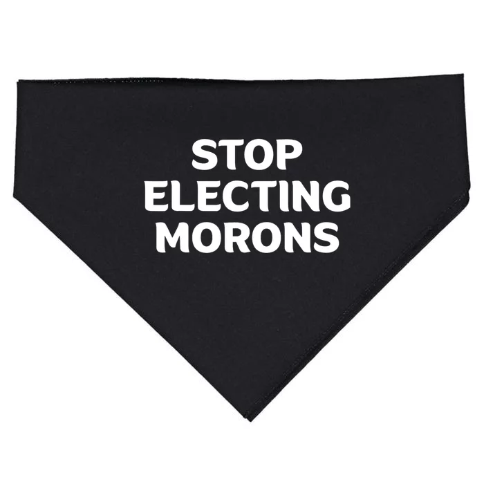 Stop Electing Morons Funny Sarcasm Quotes Stupid Person USA-Made Doggie Bandana