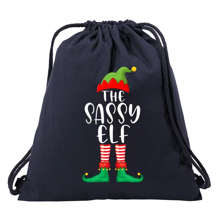 Sassy Elf Matching Family Group Christmas Party Pajama Gift Drawstring Bag