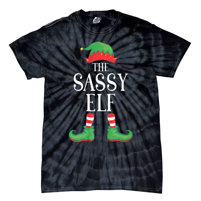 Sassy Elf Matching Group Xmas Funny Family Christmas Tie-Dye T-Shirt