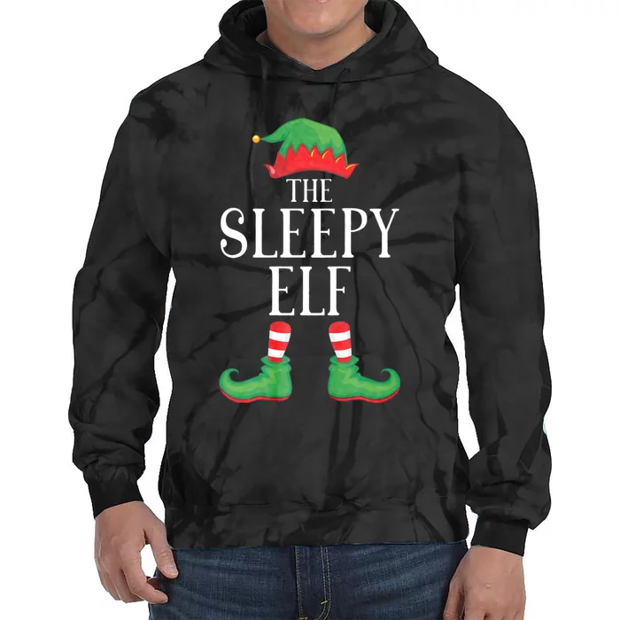 Sleepy Elf Matching Group Xmas Funny Family Christmas Tie Dye Hoodie