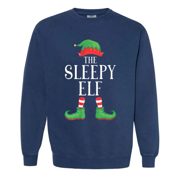 Sleepy Elf Matching Group Xmas Funny Family Christmas Garment-Dyed Sweatshirt