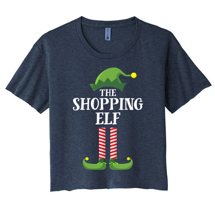 Shopping Elf Matching Family Group Christmas Party Women's Crop Top Tee