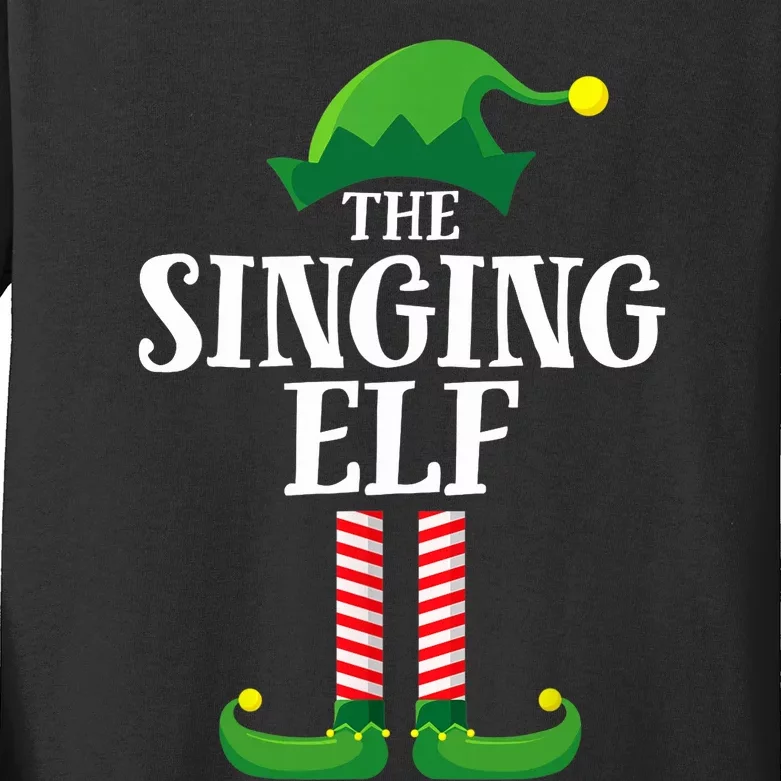 Singing Elf Matching Family Group Christmas Party Kids Long Sleeve Shirt