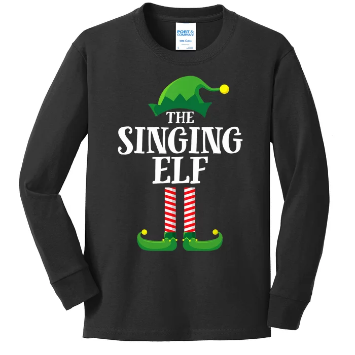 Singing Elf Matching Family Group Christmas Party Kids Long Sleeve Shirt