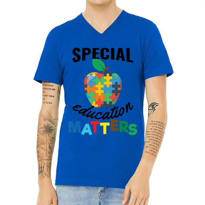 Special Education Matters Autism Awareness Gift Cute Gift V-Neck T-Shirt