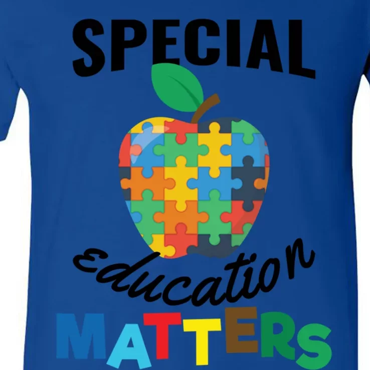 Special Education Matters Autism Awareness Gift Cute Gift V-Neck T-Shirt