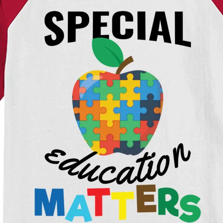 Special Education Matters Autism Awareness Gift Cute Gift Kids Colorblock Raglan Jersey