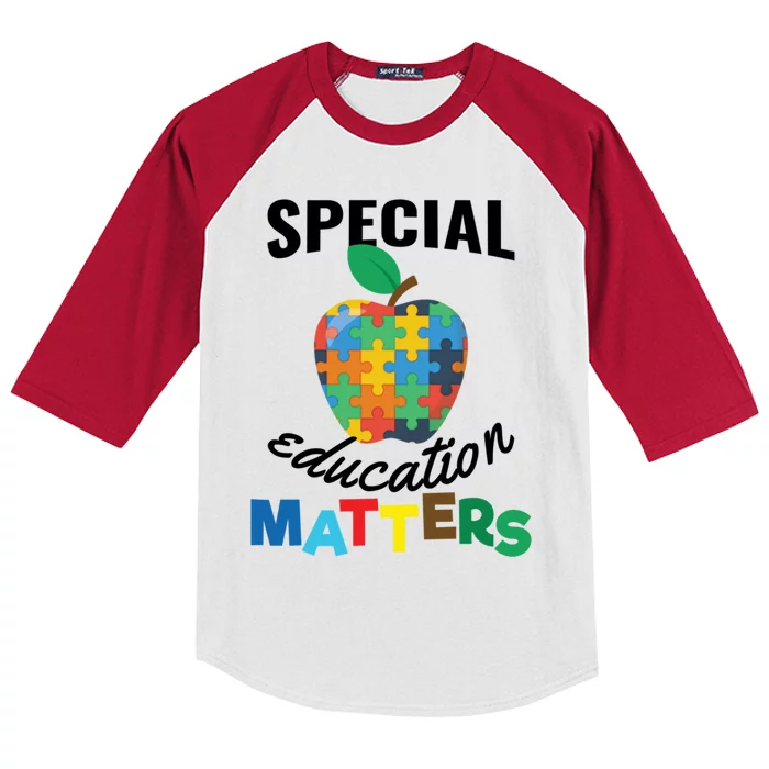 Special Education Matters Autism Awareness Gift Cute Gift Kids Colorblock Raglan Jersey