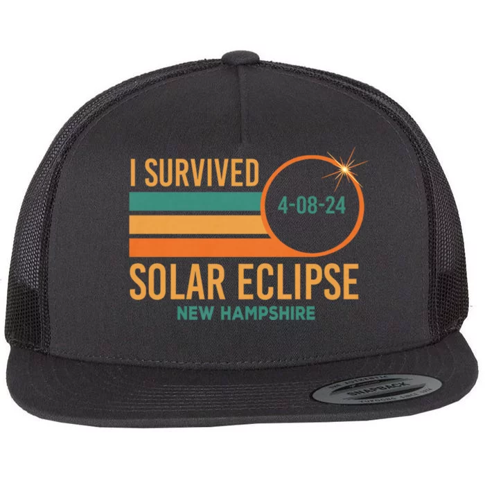 Solar Eclipse New Hampshire April 8 2024 Survived Flat Bill Trucker Hat