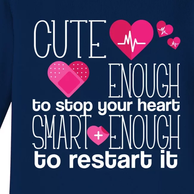 Smart Enough Nurse Cute Gift Nursing Student Lpn Rn Baby Long Sleeve Bodysuit