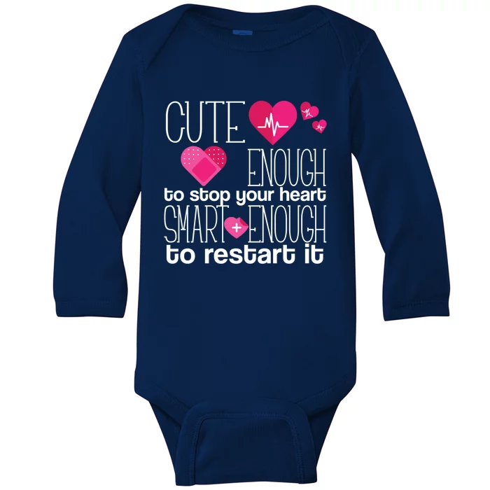 Smart Enough Nurse Cute Gift Nursing Student Lpn Rn Baby Long Sleeve Bodysuit