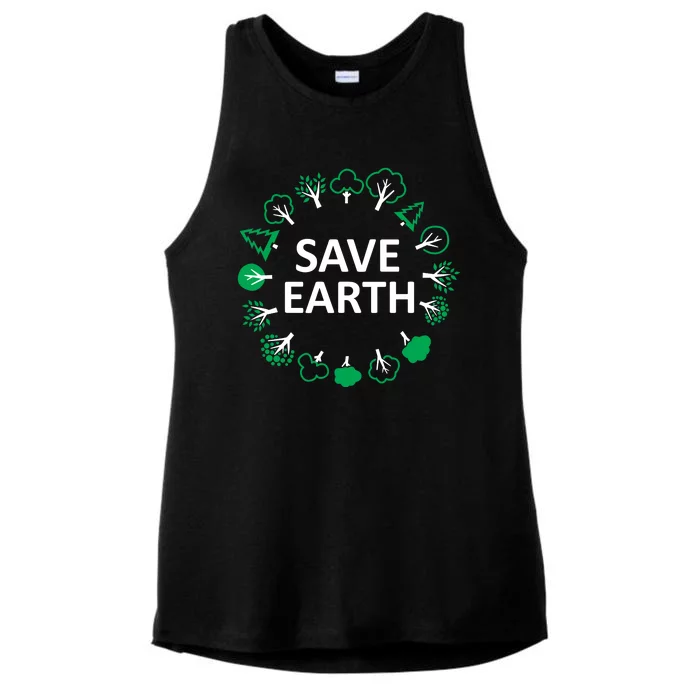 Save Earth Nature Trees Ladies Tri-Blend Wicking Tank