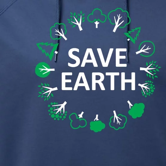 Save Earth Nature Trees Performance Fleece Hoodie