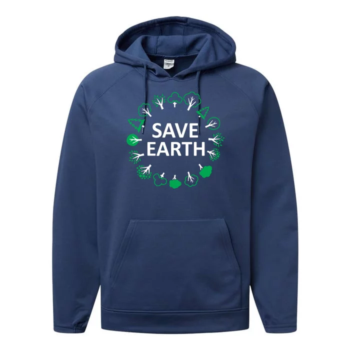 Save Earth Nature Trees Performance Fleece Hoodie