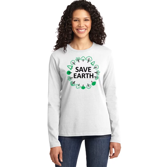 Save Earth Nature Trees Ladies Long Sleeve Shirt