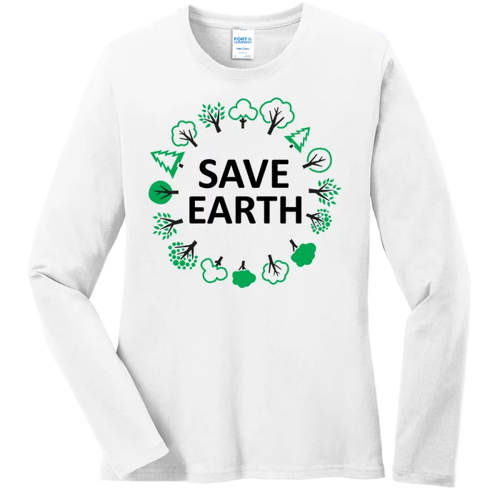 Save Earth Nature Trees Ladies Long Sleeve Shirt