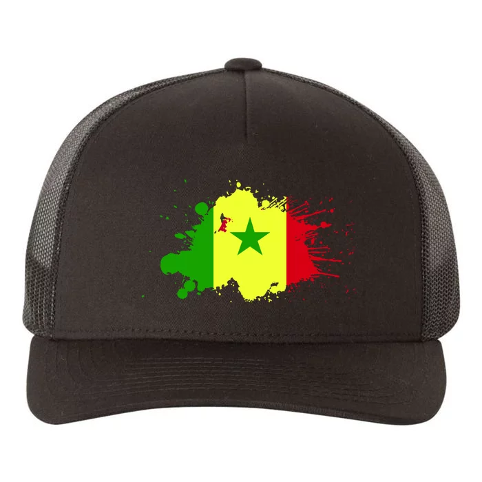 Senegal Flag Grunge Yupoong Adult 5-Panel Trucker Hat