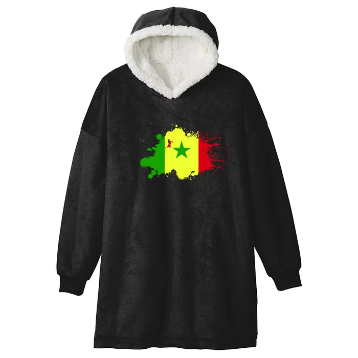 Senegal Flag Grunge Hooded Wearable Blanket