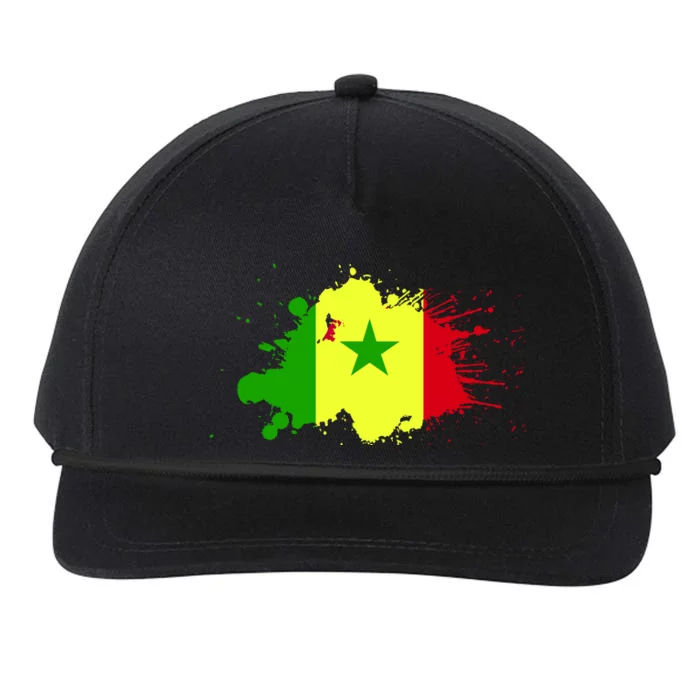 Senegal Flag Grunge Snapback Five-Panel Rope Hat