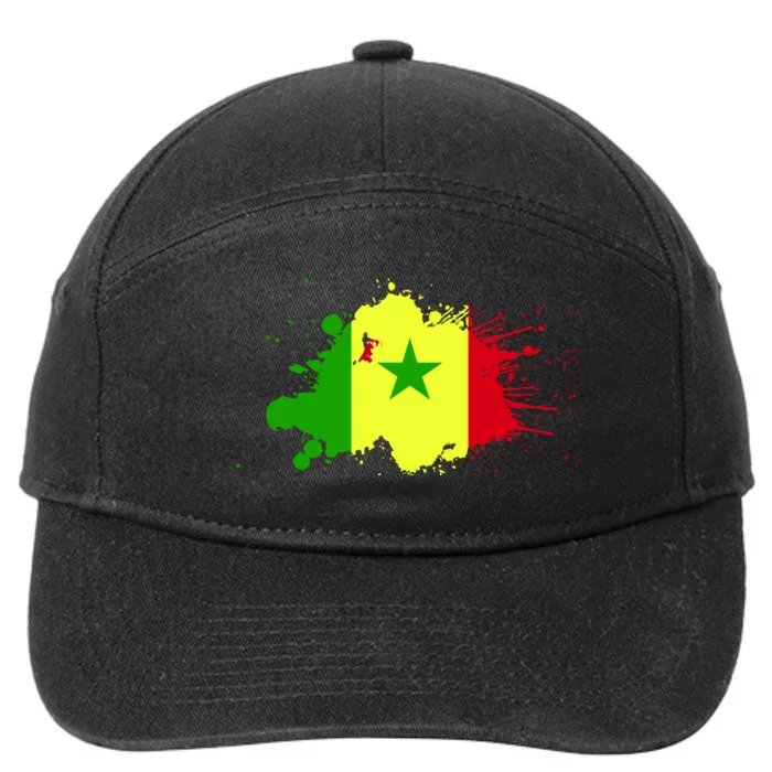 Senegal Flag Grunge 7-Panel Snapback Hat