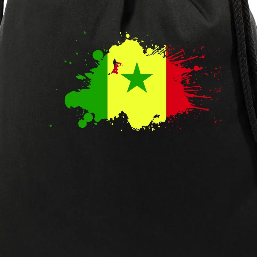 Senegal Flag Grunge Drawstring Bag