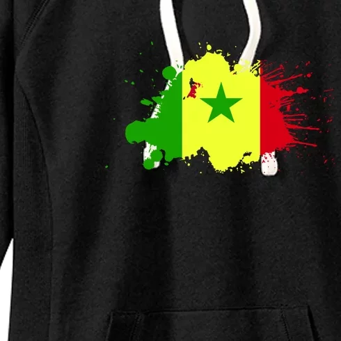 Senegal Flag Grunge Women's Fleece Hoodie