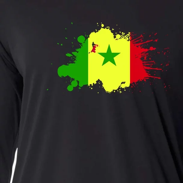 Senegal Flag Grunge Cooling Performance Long Sleeve Crew