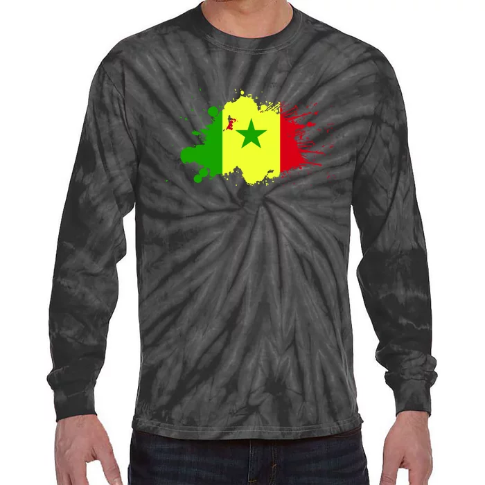 Senegal Flag Grunge Tie-Dye Long Sleeve Shirt