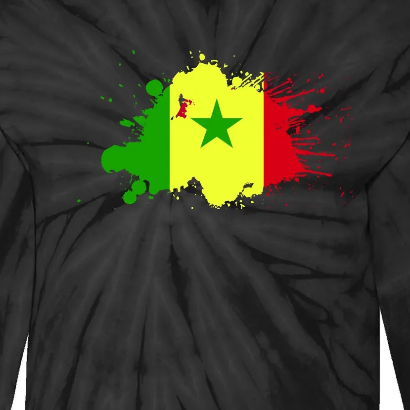 Senegal Flag Grunge Tie-Dye Long Sleeve Shirt