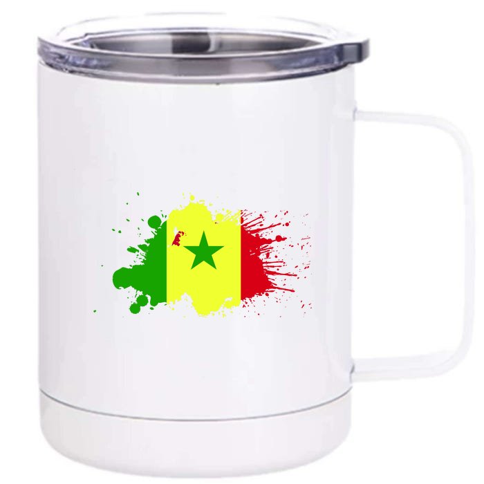 Senegal Flag Grunge Front & Back 12oz Stainless Steel Tumbler Cup