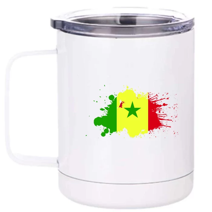 Senegal Flag Grunge Front & Back 12oz Stainless Steel Tumbler Cup