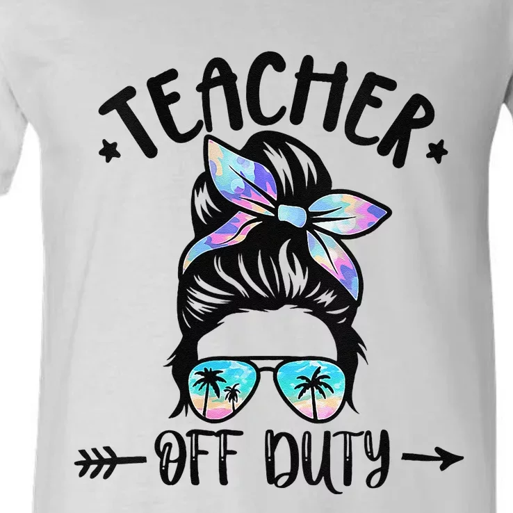 Summer End Of School Year Teacher Off Duty V-Neck T-Shirt