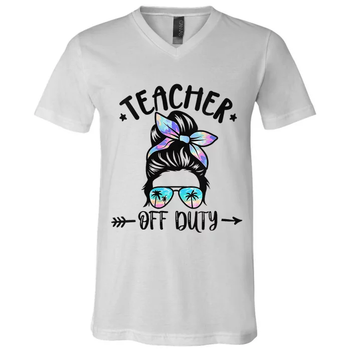 Summer End Of School Year Teacher Off Duty V-Neck T-Shirt