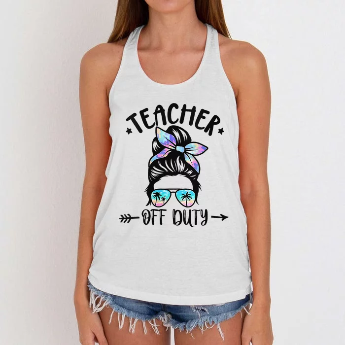 Summer End Of School Year Teacher Off Duty Women's Knotted Racerback Tank