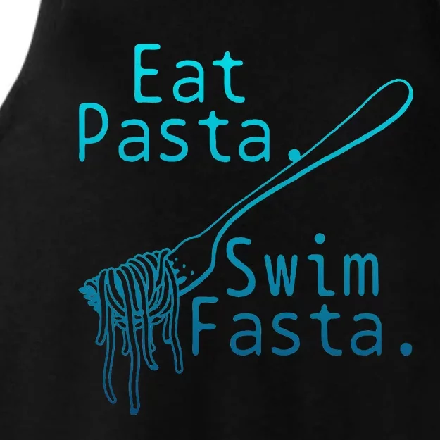 Swimming Eat Pasta Swim Fasta Funny Swimmer Ladies Tri-Blend Wicking Tank