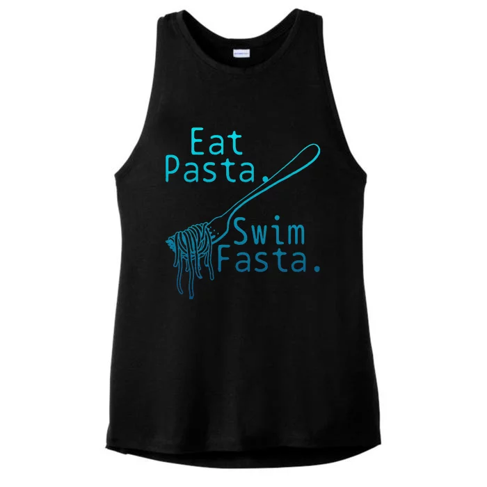 Swimming Eat Pasta Swim Fasta Funny Swimmer Ladies Tri-Blend Wicking Tank