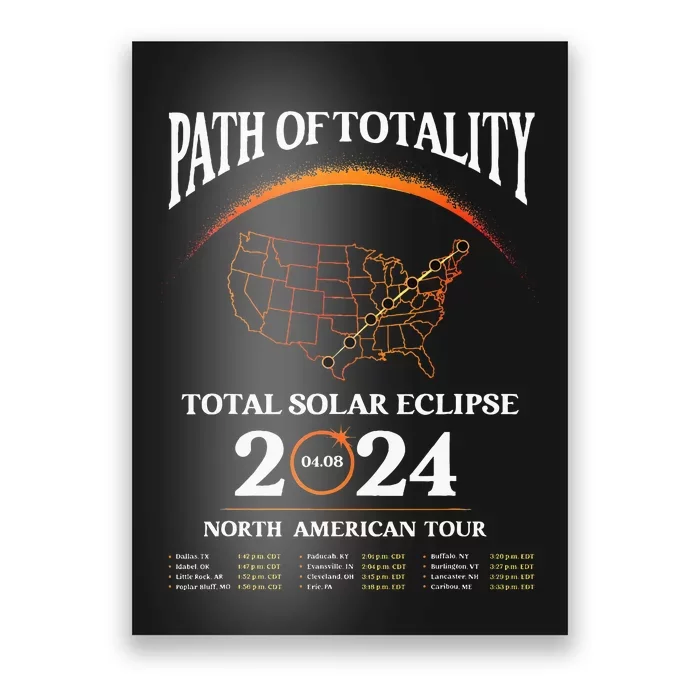 Solar Eclipse Path Of Totality Solar Eclipse April 8 2024 Poster