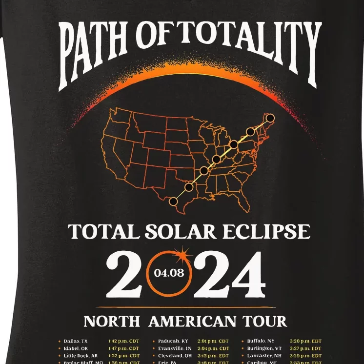 Solar Eclipse Path Of Totality Solar Eclipse April 8 2024 Women's V-Neck T-Shirt