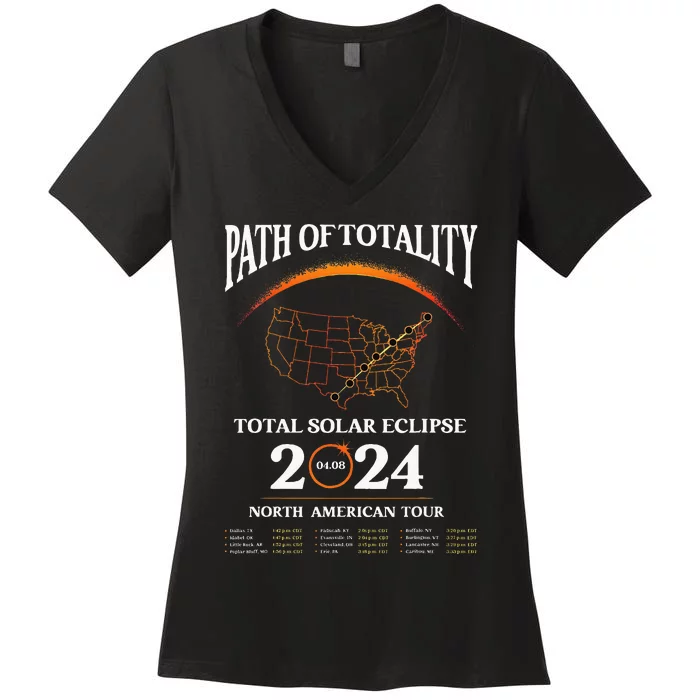 Solar Eclipse Path Of Totality Solar Eclipse April 8 2024 Women's V-Neck T-Shirt