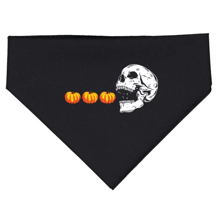 Skull Eating Pumpkin Funny Halloween USA-Made Doggie Bandana