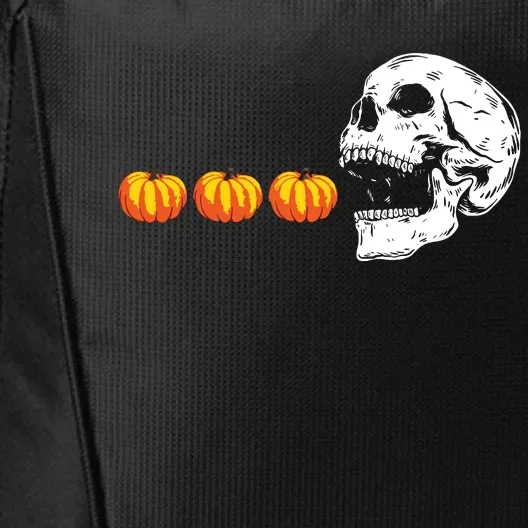 Skull Eating Pumpkin Funny Halloween City Backpack