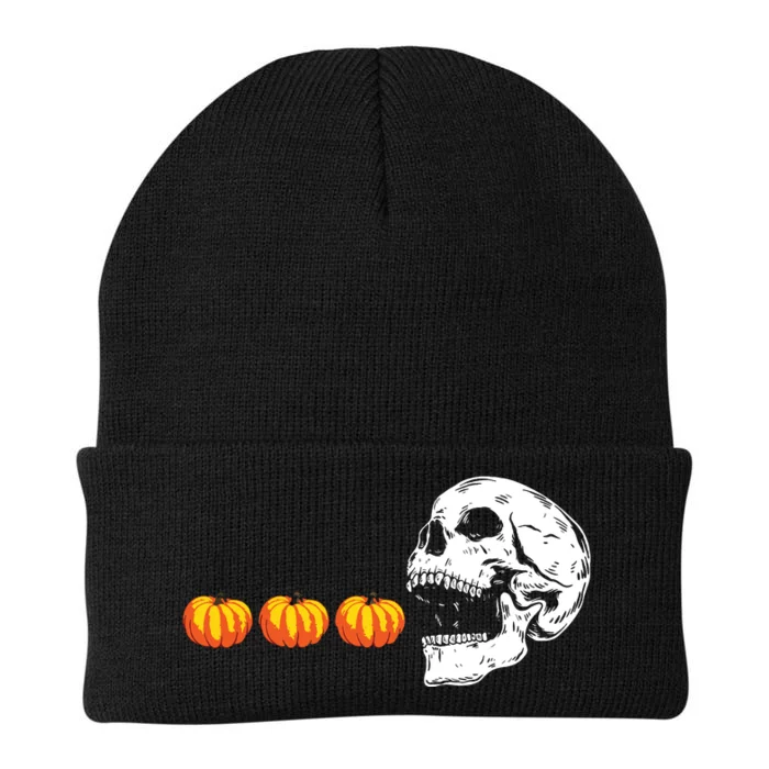 Skull Eating Pumpkin Funny Halloween Knit Cap Winter Beanie