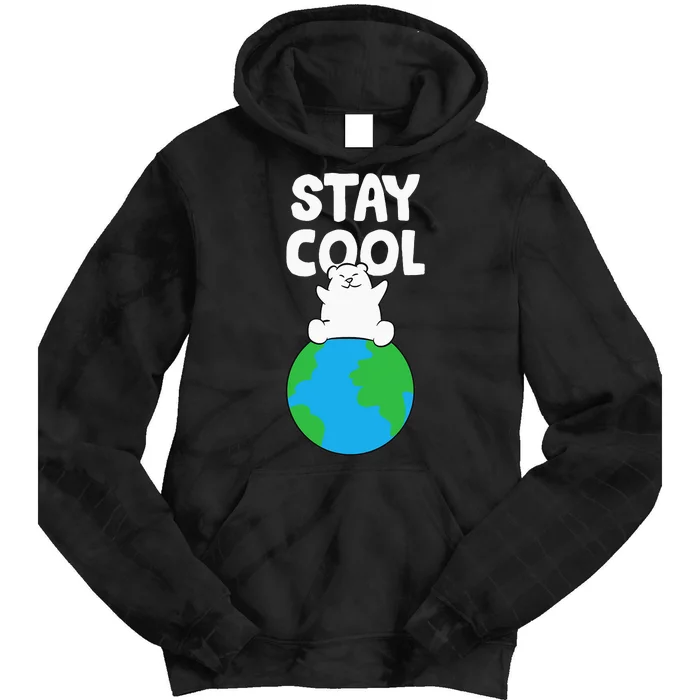 Save Earth Polar Bear Stay Cool Global Warming Polar Bear Tie Dye Hoodie