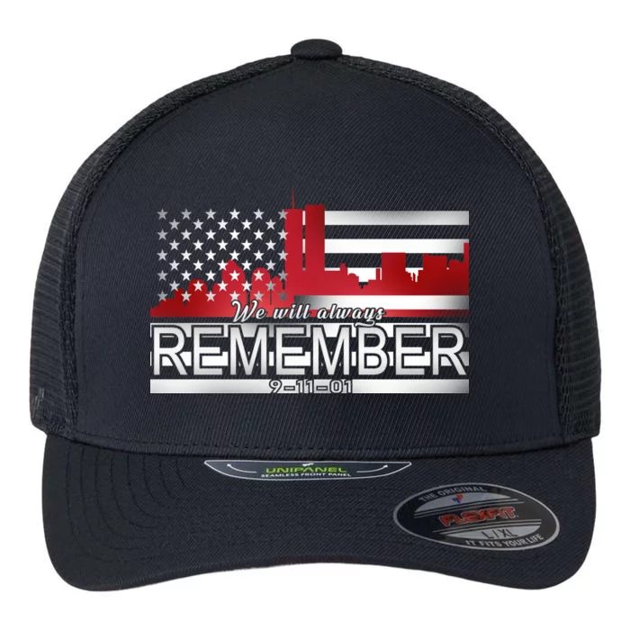 September 11th We Will Always Remember 9-11-01 Flexfit Unipanel Trucker Cap