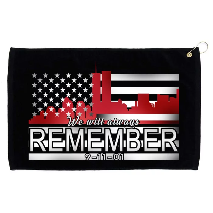 September 11th We Will Always Remember 9-11-01 Grommeted Golf Towel