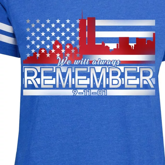 September 11th We Will Always Remember 9-11-01 Enza Ladies Jersey Football T-Shirt