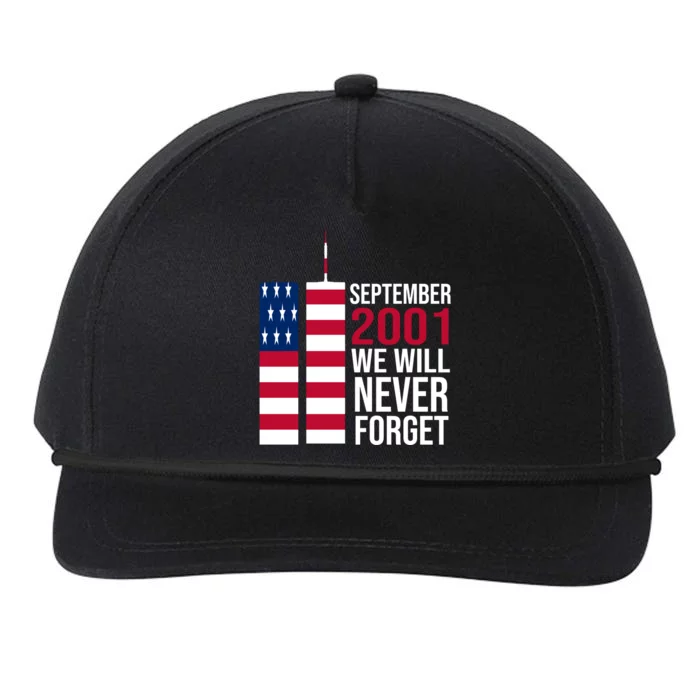 September 2001 We Will Never Forgot 20Th Anniversary 9-11 Snapback Five-Panel Rope Hat