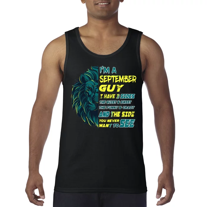 September Birthday Guy Has 3 Sides Sweet Funny Crazy Tank Top