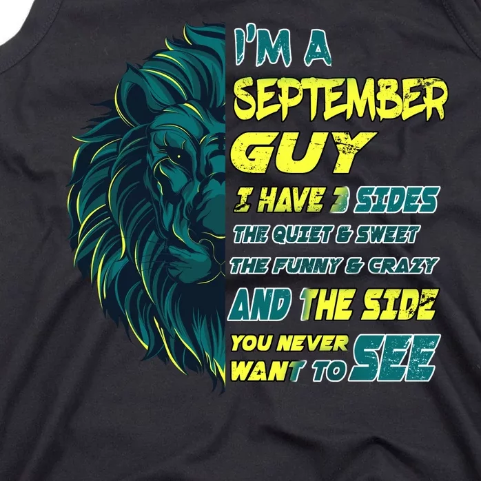 September Birthday Guy Has 3 Sides Sweet Funny Crazy Tank Top